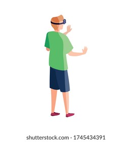 hombre con gafas realidad virtual en el diseño de ilustraciones vectoriales de fondo blanco