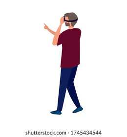 Mann mit Brille Virtual-Reality auf weißem Hintergrund Vektor-Design