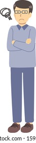 
A man with glasses worried