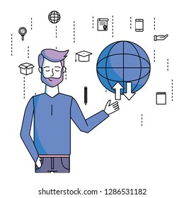 man with globe