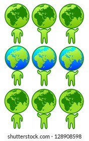 A man with a globe for a head. Conceptual illustration.