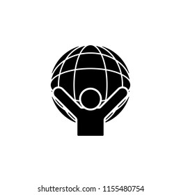 man and globe icon. Element of human rights icon. Premium quality graphic design icon. Signs and symbols collection icon for websites, web design, mobile app