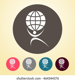Man With Globe Icon in round shape.