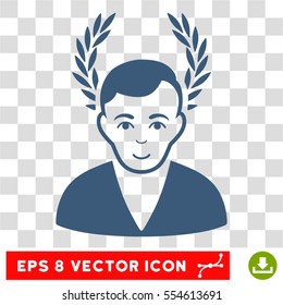Man Glory EPS vector icon. Illustration style is flat iconic blue symbol on chess transparent background.