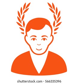 Man Glory vector icon. Flat orange symbol. Pictogram is isolated on a white background. Designed for web and software interfaces.