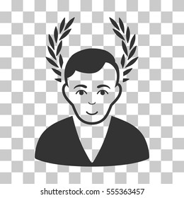 Man Glory vector pictogram. Illustration style is flat iconic gray symbol on a chess transparent background.