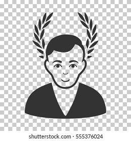Man Glory vector pictogram. Illustration style is flat iconic gray symbol on a chess transparent background.