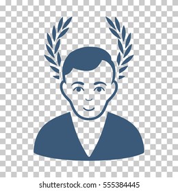Man Glory vector pictograph. Illustration style is flat iconic blue symbol on a chess transparent background.