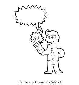 man with glowing pointing finger cartoon
