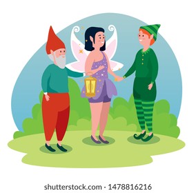man gnome with girl fairy and boy elf
