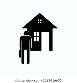 A Man Go Home. After Works Icon. Businessman Symbol - Vector.  