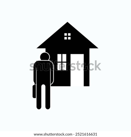 A Man Go Home. After Works Icon. Businessman Symbol - Vector.  