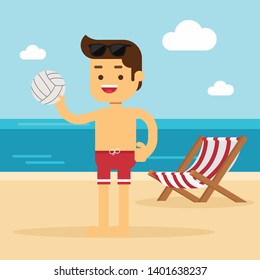 Man go to travel in summer holiday,Happy man on vacation