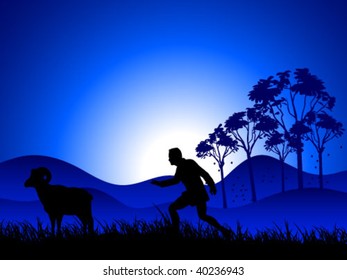 man with goat on field