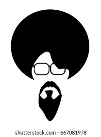 man with goatee and glasses and large round hairstyle