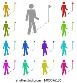a man goes to the checkbox multi color icon. Simple glyph, flat vector of people icons for UI and UX, website or mobile application on white background