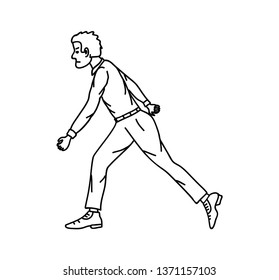Man goes forward. Side view. Doodle vector
