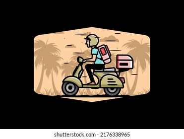 Hombre se va de vacaciones en el diseño de la motocicleta