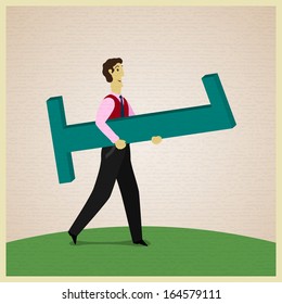 man goes and is one digit. Vector