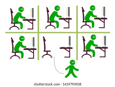 A man goes out from his comfort zone or getting a break from routine work or resigned concept . Editable Clip Art.