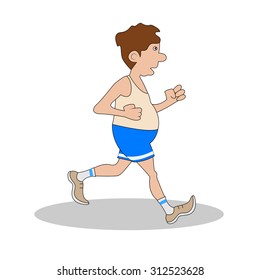 A man goes in for sports. Vector illustration.