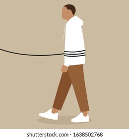 
A man goes tied with a rope