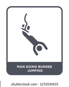 man going bungee jumping icon vector on white background, man going bungee jumping trendy filled icons from Behavior collection, man going bungee jumping vector illustration