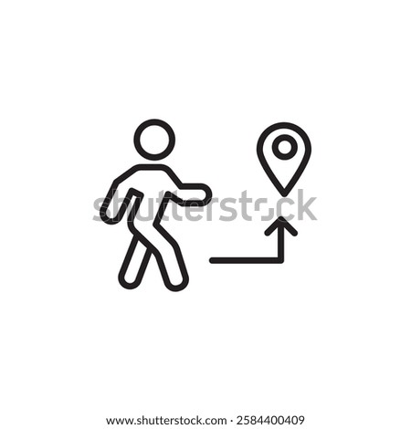 Man going to destination icon black and white vector outline sign