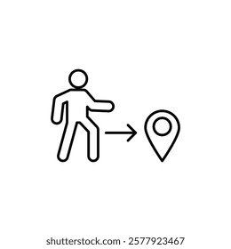 Man going to destination icon Flat illustration sign