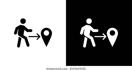 Man going to destination icon linear logo isolated