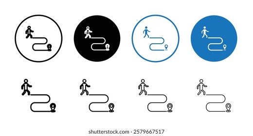 Man going to destination icon Outline thin set pack series