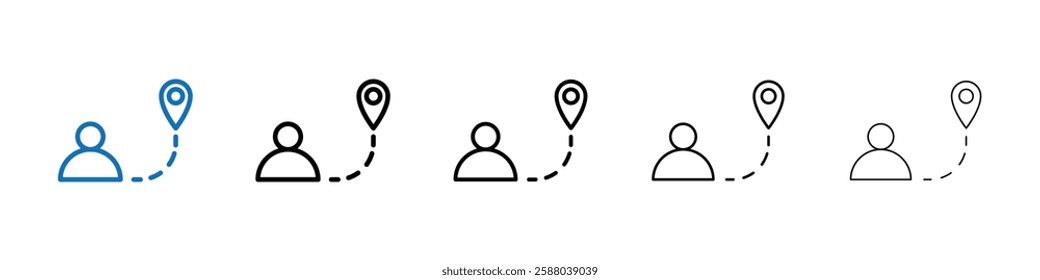 Man going to destination icon Outline vector logo for web ui