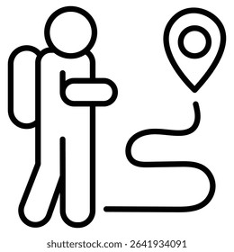 man going to destination icon Thin line vector design