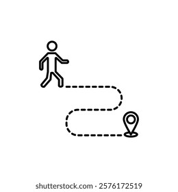 Man going to destination icon vector outline logo sign