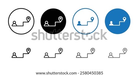 Man going to destination icon Vector logo outline