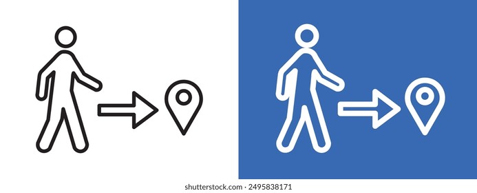 Man going to destination logo sign set vector outline