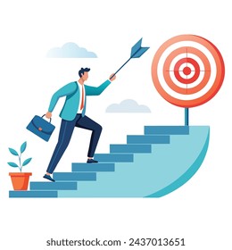 A man going for his target flat vector illustration