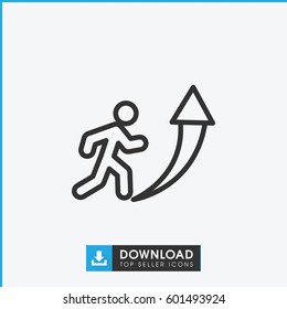 man going up icon. simple outline man going up vector icon. on white background.