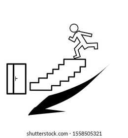 Man going up icon.simple outline man going up vector icon design on white backgound