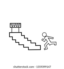 Man going up icon.simple outline man going up vector icon design on white backgound