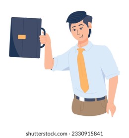 Man going office, flat illustration 