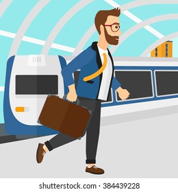 Man going out of train.