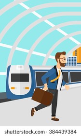 Man going out of train.