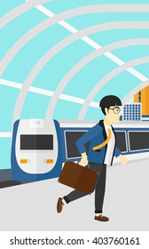 Man going out of train.
