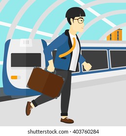 Man going out of train.