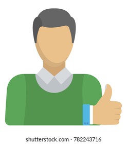 A man going thumbs up flat icon