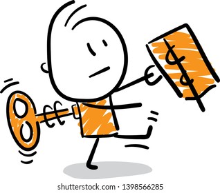 Man Going Work Doodle Style Vector Stock Vector (Royalty Free ...