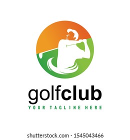 man with golf game in negative space image graphic icon logo design abstract concept vector stock. Can be used as a symbol related to sport.