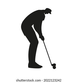 Man Golfer Silhouette Isolated On White Stock Vector (Royalty Free ...