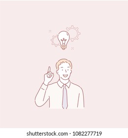 A man of good ideas. hand drawn style vector doodle design illustrations.